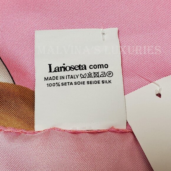 MOSCHINO SCARF PINK PAPER DOLL TEDDY BEAR & LOGO SILK TWILL SQUARE FOULARD 34" - Picture 9 of 9